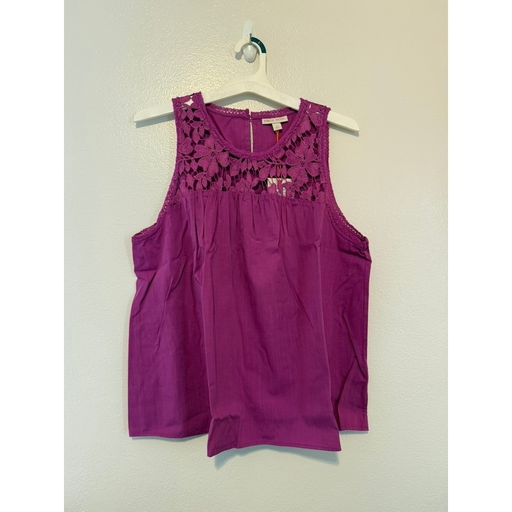 Knox Rose Magenta Floral Crochet Lace Sleeveless Boho Top XL NWT